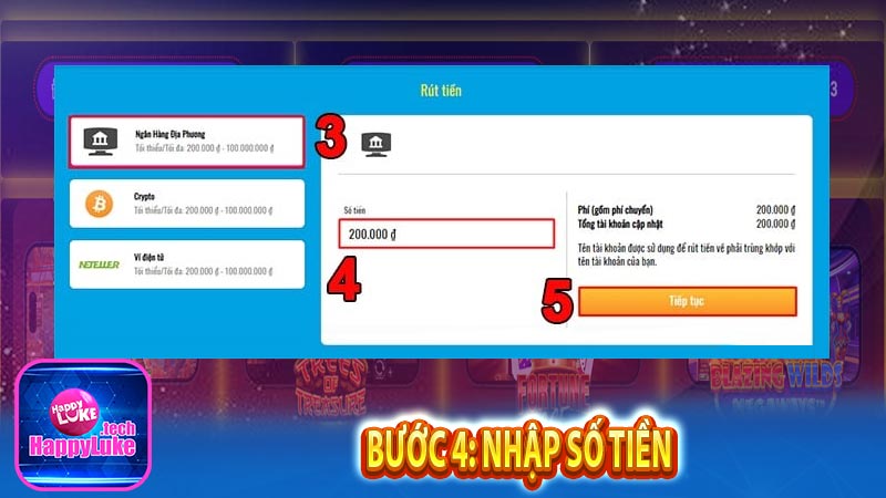 Bước 4 nhập số tiền muốn rút