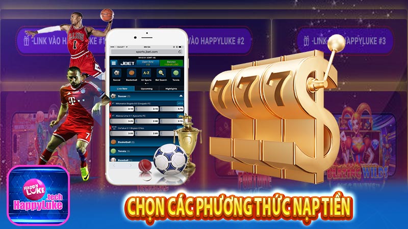 Chọn các phương thức nạp tiền